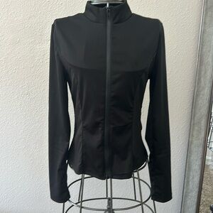 Black zip up running jacket sz m/large black athletic wear top